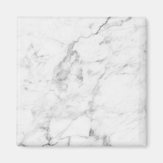 White and Grey marble look square magnet (Front)