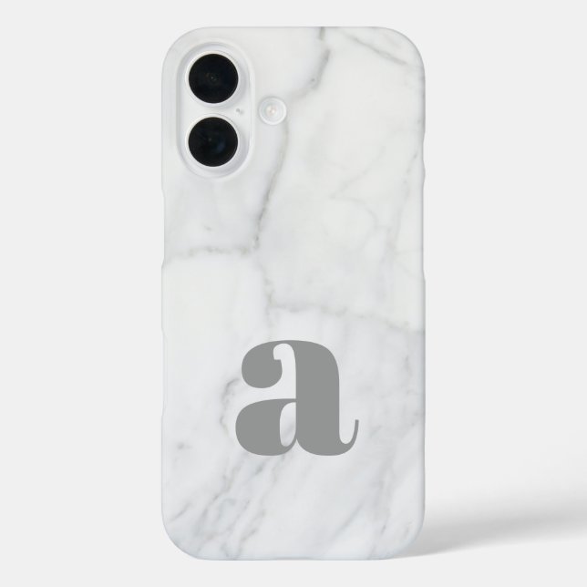 White and Grey Marble Personalised Monogram  Case-Mate iPhone Case (Back)
