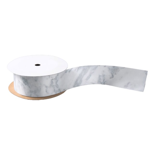 White and Grey Marble Satin Ribbon (Spool)