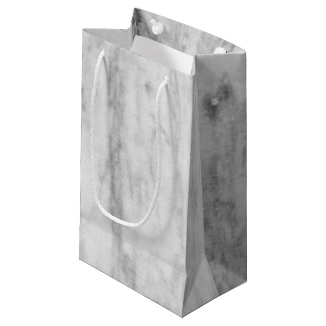 White And Grey Marble Texture Pattern Small Gift Bag (Front Angled)