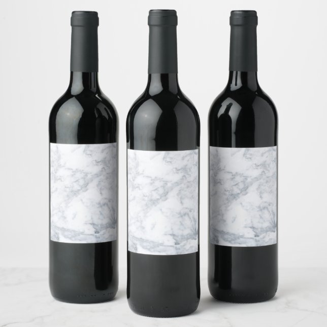 White and Grey Marble Wine Label (Bottles)