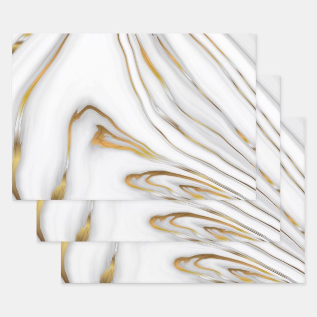 White And Grey Marble Wrapping Paper Sheet (Set)