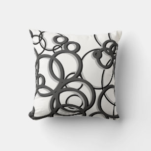 White and Grey Modern Geometric Circles Cushion