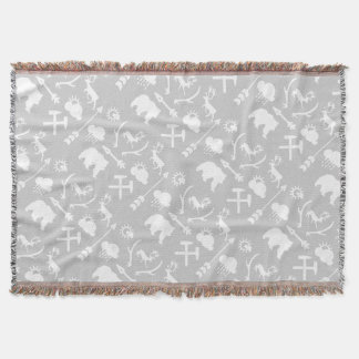 White and Grey Moon Clouds Bear Deer Lodge Boys Throw Blanket