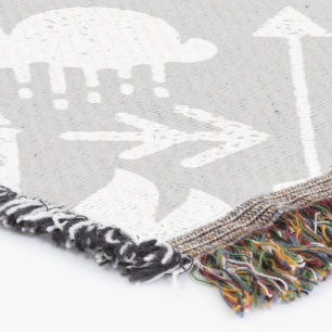 White and Grey Moon Clouds Bear Deer Lodge Boys Throw Blanket