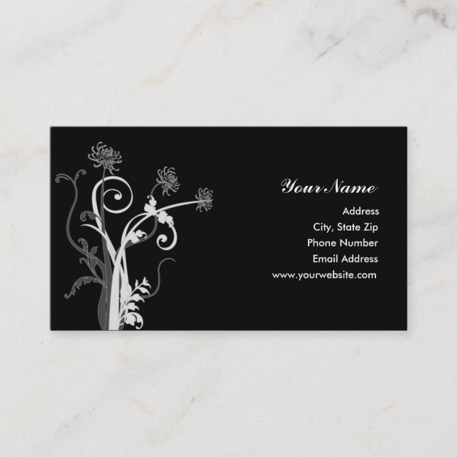 White and Grey Mum Silhouette Business Card (Front)