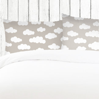 White And Grey Pastel Clouds Aesthetic  Pillowcase