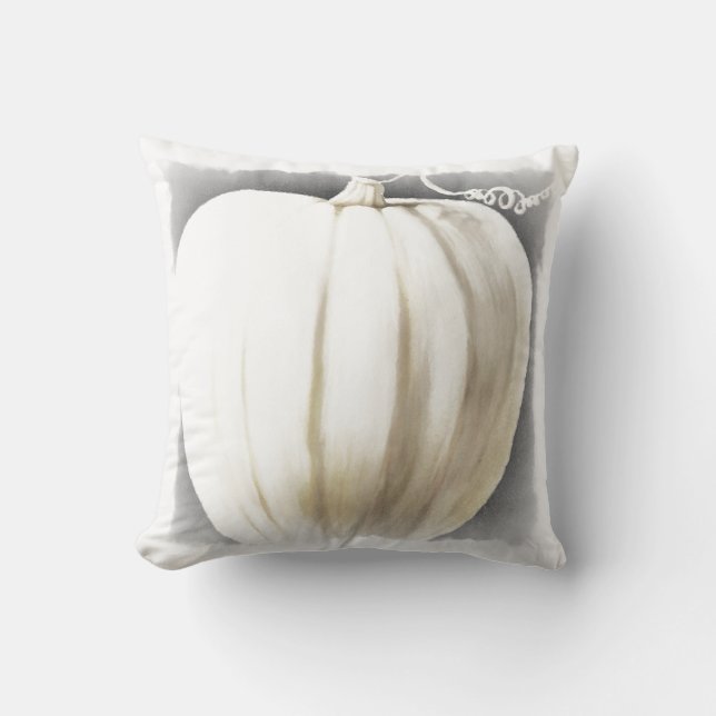 White and Grey Pumpkin Accent Pillow Throw Pillow (Front)