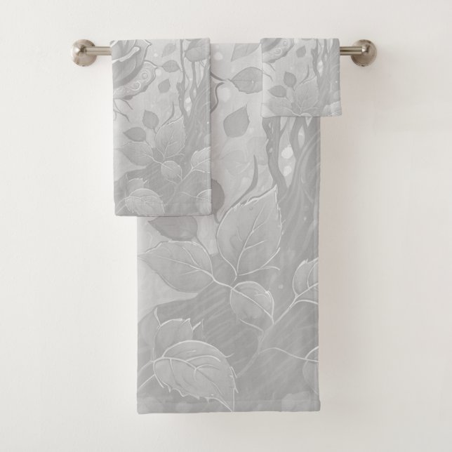 White And Grey Roses 2 Bath Towel Set (Insitu)