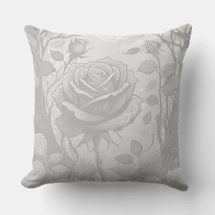 White And Grey Roses 2 Cushion