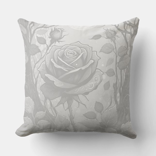 White And Grey Roses 2 Cushion (Front)