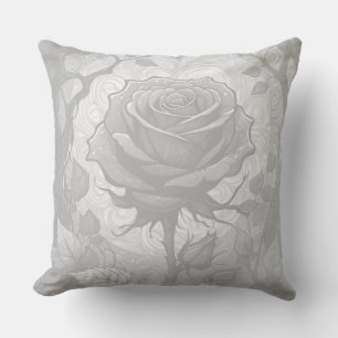 White And Grey Roses 3 Cushion