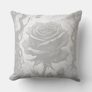 White And Grey Roses Cushion