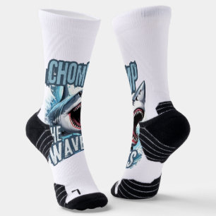 White and Grey Shark Teeth Abstract Graffiti Desig Socks