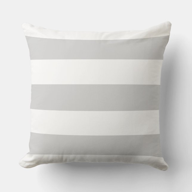 White and Grey Striped Cushion (Front)