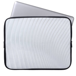 White and grey striped textile laptop sleeve
