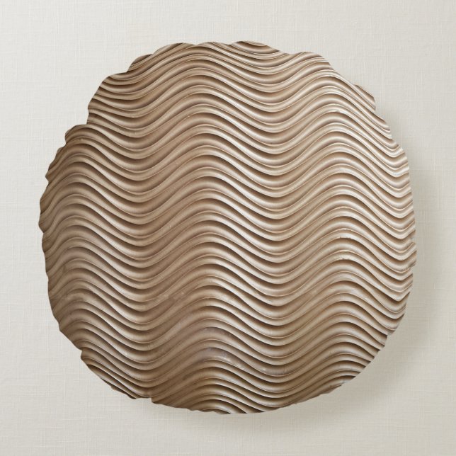 White and grey striped textile round cushion (Front)