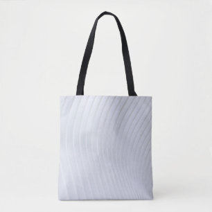 White and grey striped textile tote bag