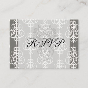 white and grey swirl elegance damask pattern enclosure card