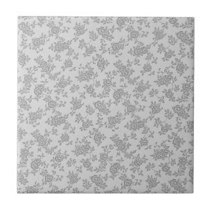 White and Grey Two Tone Foral Pattern Tile