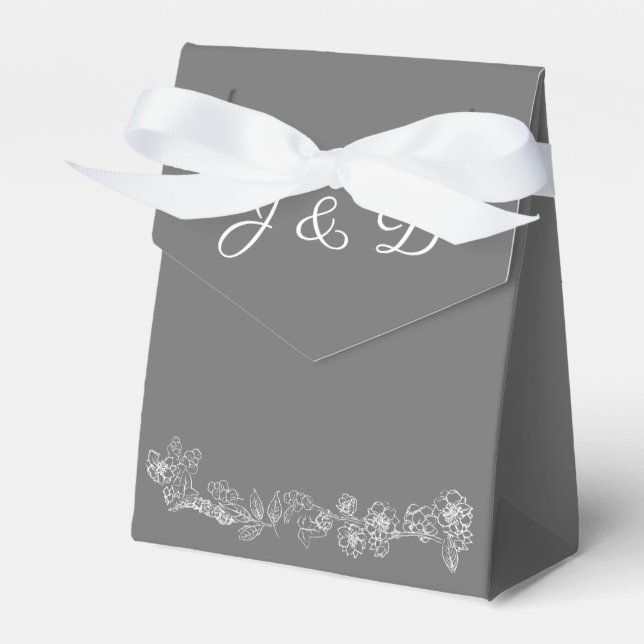 White and Grey Wedding Favour Box (Front Side)