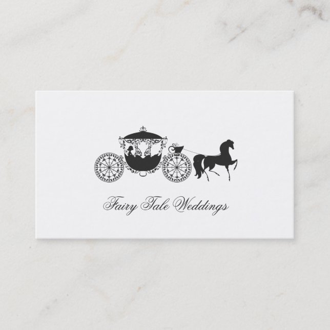 White And Grey Wedding Horse & Carriage Business Card (Front)