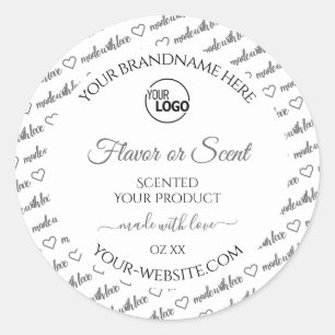 White and Grey Word Cloud Product Labels with Logo