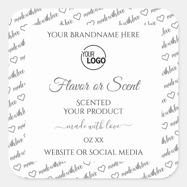White and Grey Word Cloud Product Labels with Logo (Front)