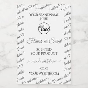 White and Grey Word Cloud Product Labels with Logo