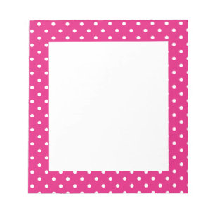 White and Hot Pink Polka Dot Pattern Notepad