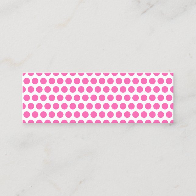 White and Hot Pink Polka Dots Mini Business Card (Front)
