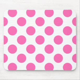 White and Hot Pink Polka Dots Mouse Mat