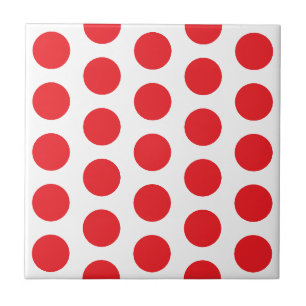 WHITE AND HOT RED POLKA DOT STYLISH SIMPLE CUSTOM TILE