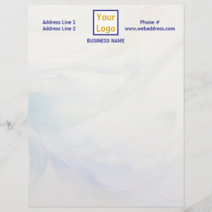 White and Icy Blue Smoke Custom Letterhead