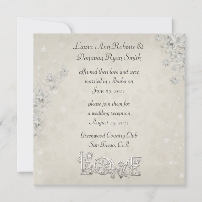 White and Ivory Floral Love Post Wedding Invitation (Front)