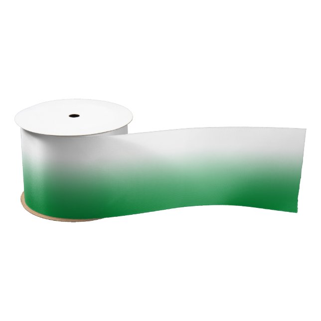 White and Kelly Green Ombre Satin Ribbon (Spool)