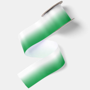 White and Kelly Green Ombre Satin Ribbon