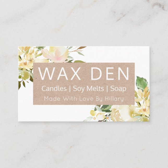 White And Kraft Soap Candle Soy Melt And DIY Craft Business Card (Front)