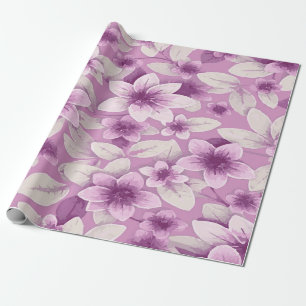 White and Lavender Floral Design on Soft Lavender Wrapping Paper