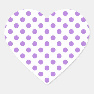 White and Lavender Polka Dots Heart Sticker