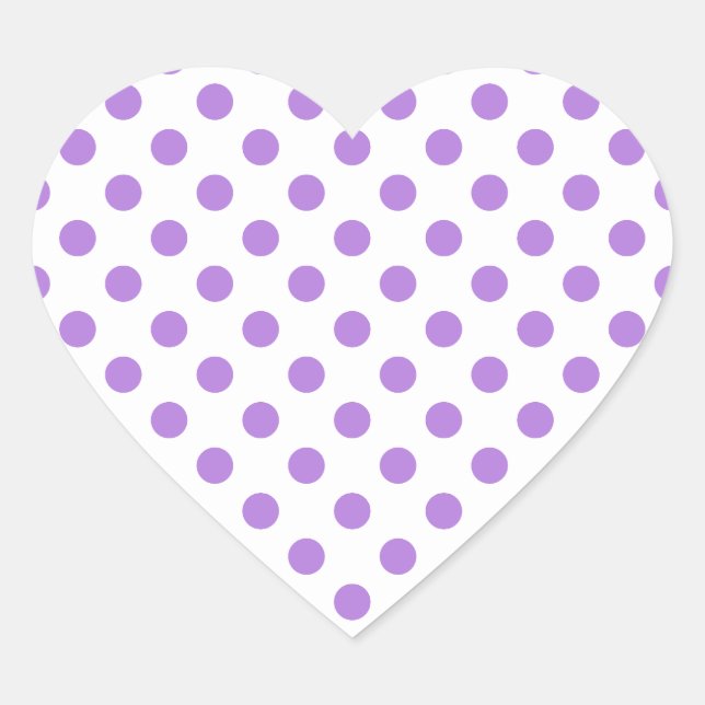 White and Lavender Polka Dots Heart Sticker (Front)