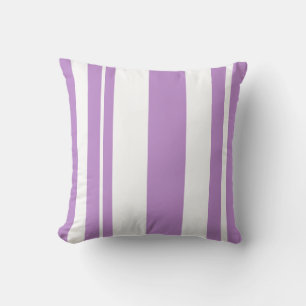 White and Lavender Striped throw pillow