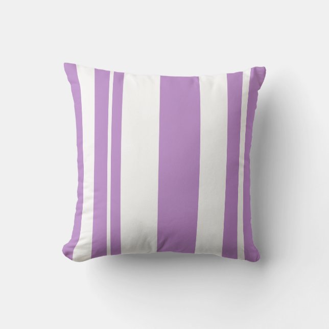 White and Lavender Striped throw pillow (Front)