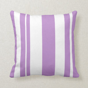 White and Lavender Striped throw pillow