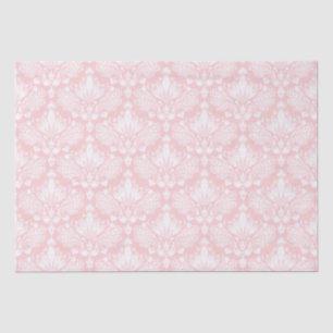 White and ligh pink vintage floral damasks pattern tissue paper