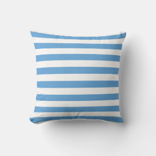 White And Light Blue Striped Cushion