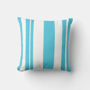 White and Light Blue Striped throw pillow
