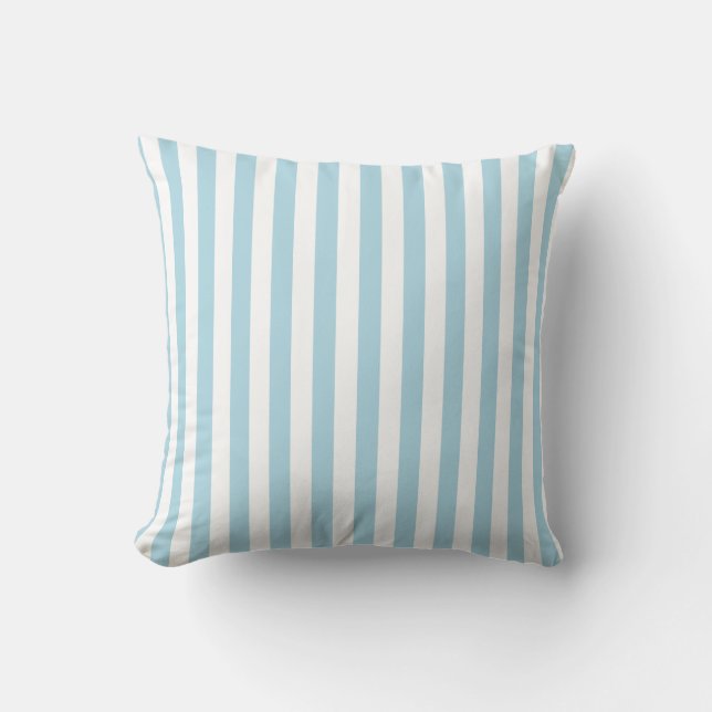 White and Light Blue Stripes Cushion (Front)