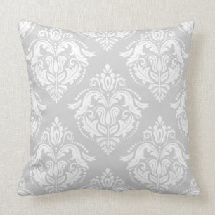 White And Light-Grey Damasks Cushion