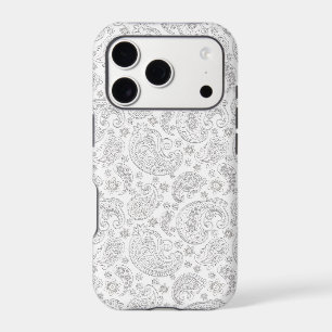 White And Light Grey Floral Paisley Pattern
